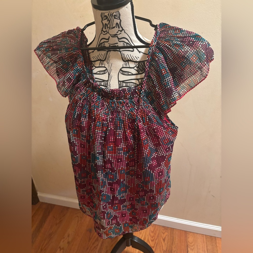 FINAL SALE! Juicy Couture Multi-Colored Ruffled Blouse, Women’s Size 0 Pre-owned